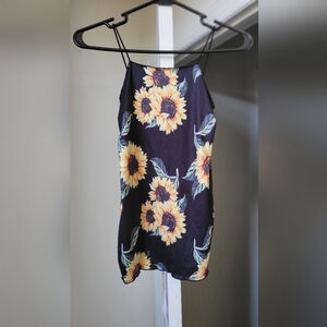 Sunflower Print Black Girl's Top 5-6 Years